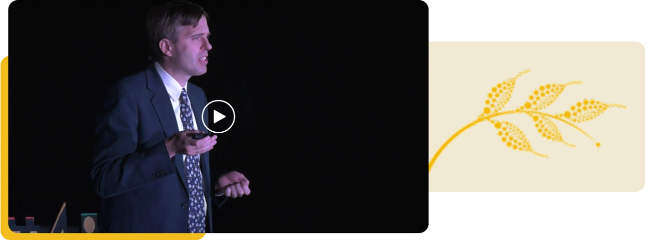 Video thumbnail with speaker giving a presentation