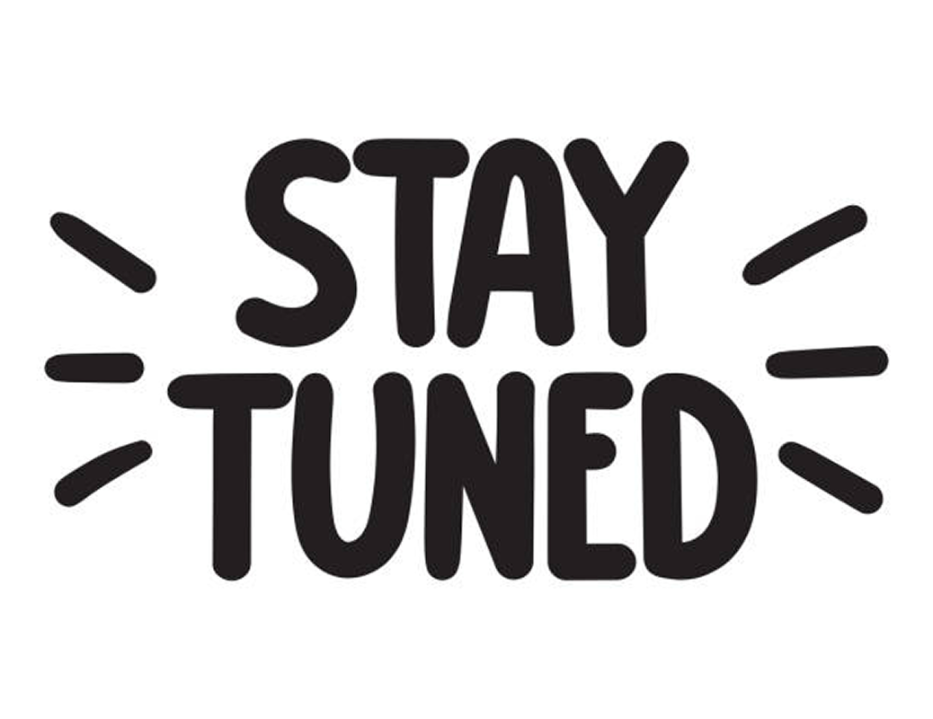 “Stay Tuned” speech bubble icon in yellow